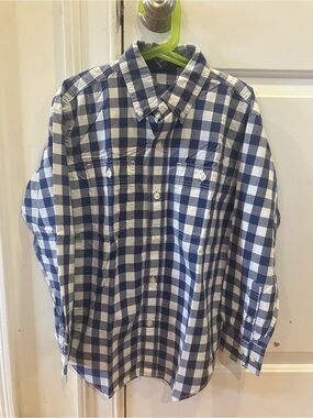 GAP Blue and White Large Check Button-Down Shirt